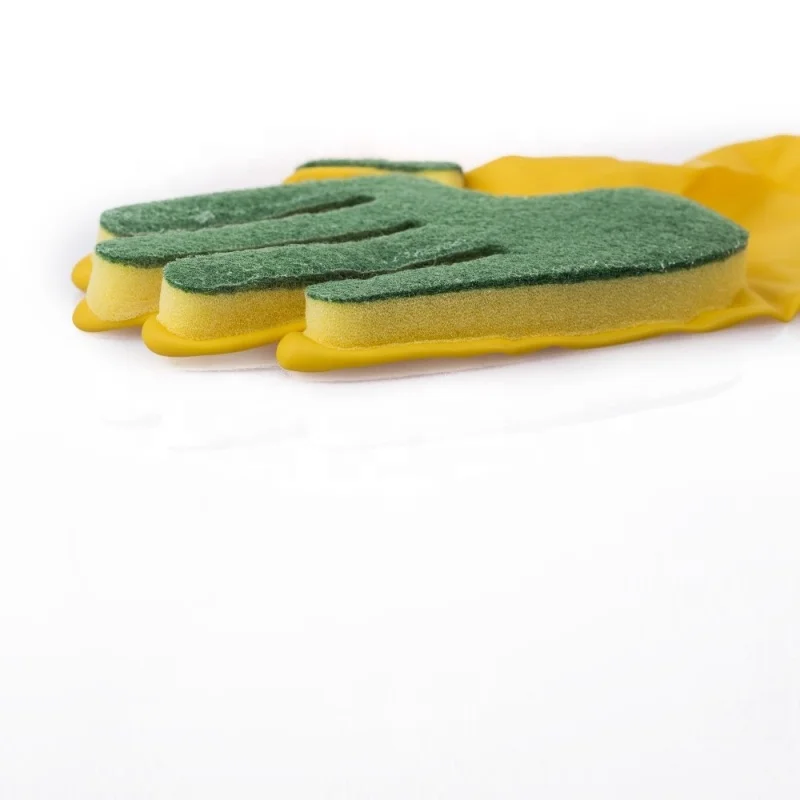 Creative Waterproof Household Rubber Scrub Cleaning Glove Kitchen Dish Washing Gloves Fingers With Scouring Pad Sponge