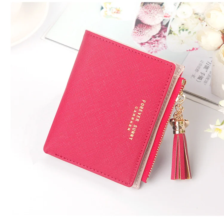 Fashion Vertical Cross Pattern Woman Wallet Tassel Zipper Coin Purse Wholesale