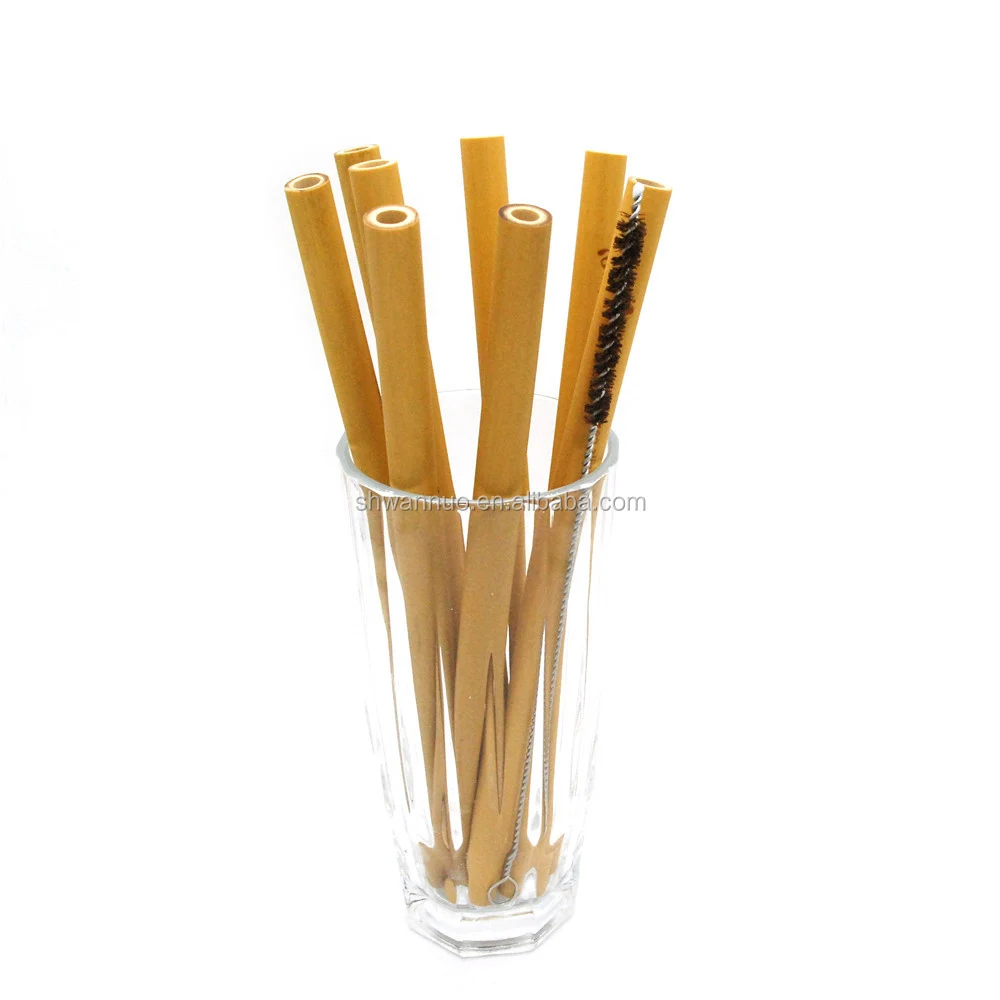 WanuoCraft Reusable Organic Bamboo Drinking Straw With Coconut Coir Fiber Cleaning Brush