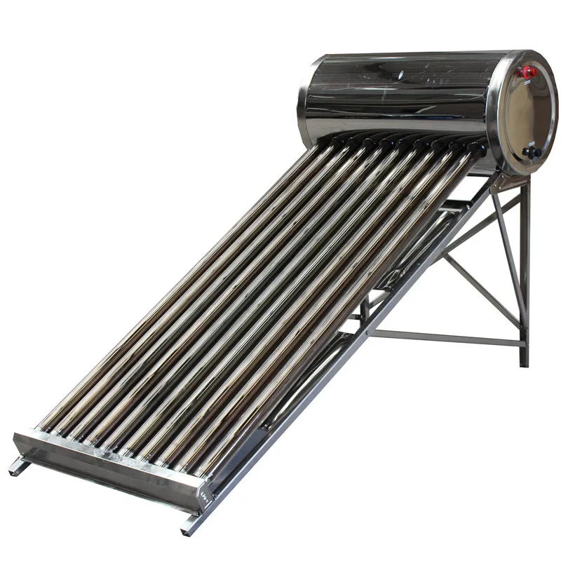 Evacuated tube low pressure solar water heater for slope or flat roof