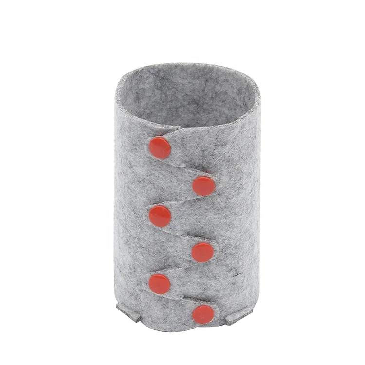 Stand felt pen holder natural material handmade wool pen storage case