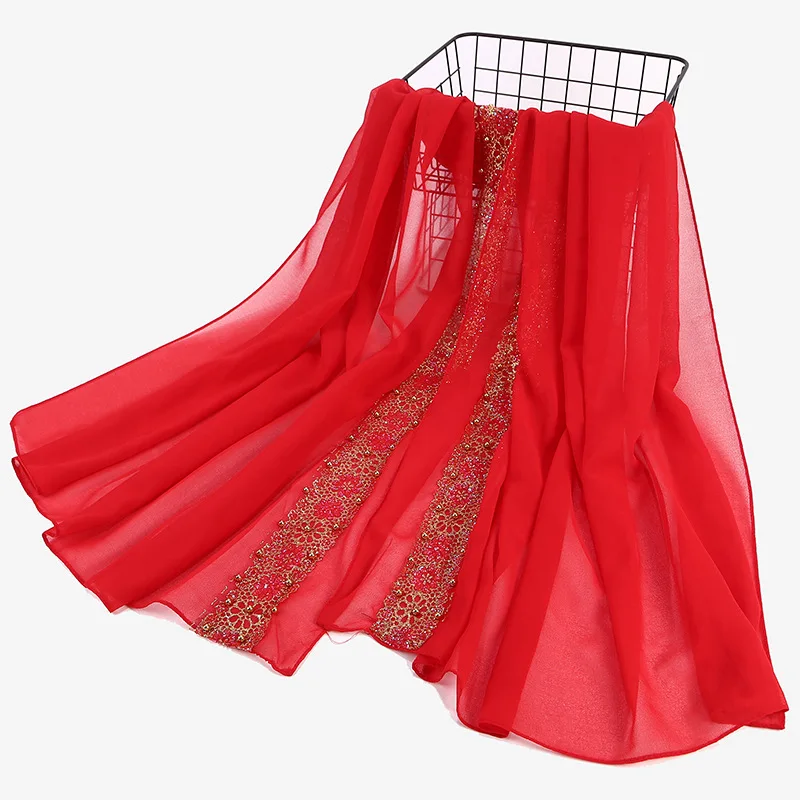 Wholesale china heavy chiffon women Muslim jersey shawl sequin hijab