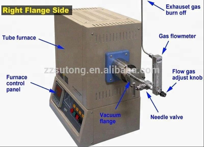 1200C vacuum tube furnace with K type thermocouple