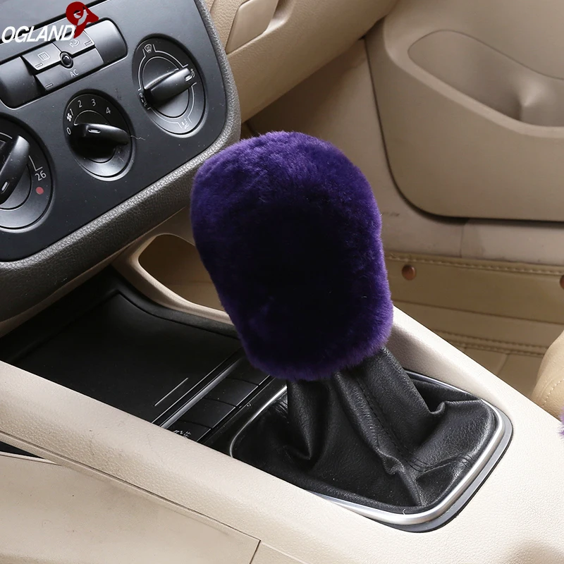Hot Selling Real Fur Sheepskin Car Gear Shift Level Selector Stick Knob Handball Cover For Car Ornament Australian Merino Dildo