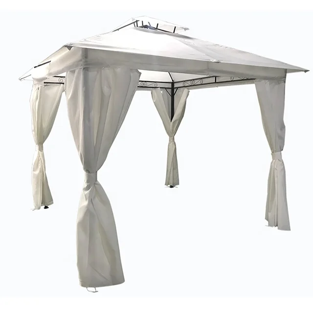 3x3M Steel double roof gazebo with sidewall curtains