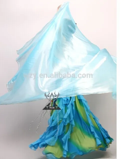 
Shining Purple Chinese silk belly dance fan veils 