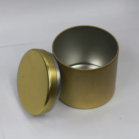 seamless cylinder shape soy candle tin can/wax container with plug-in lid