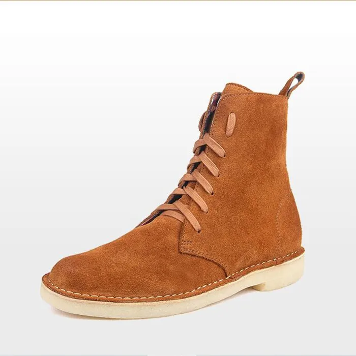 Men Lace up Leather Motorcycle Ankle Martin Boots