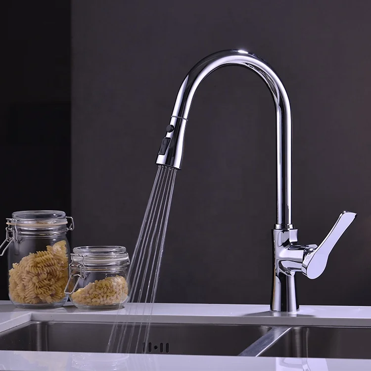 
Factory Directly Adjustable Water Flow Removable Modern Spray Head Pull Out Kitchen Faucet 