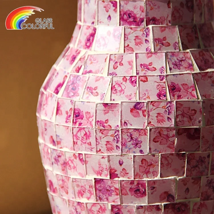 Pink colored mosaic wholesale glass vase creative home wedding office decoration