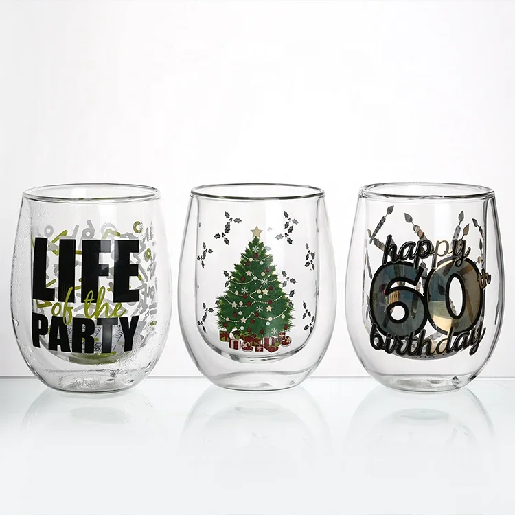 Hot Selling Modern Fashionable Christmas Tree Insulated Double Walled Borosilicate Transparent Glass Coffee Cups