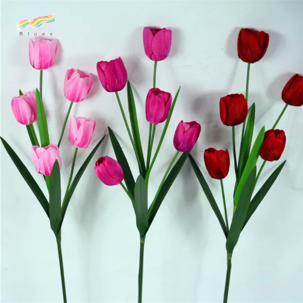 Artificial parrot tulip blue tulip flower plastic tulip flowers decoration wholesale
