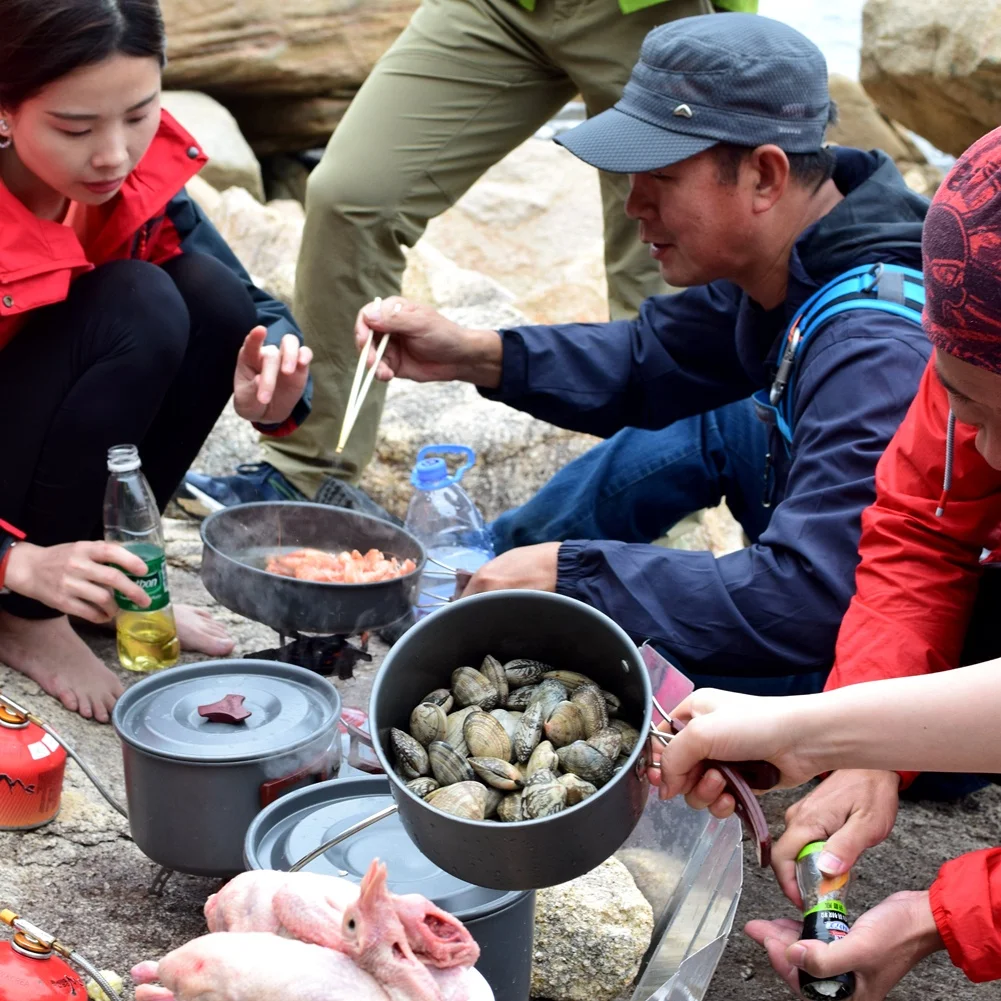 Portable outdoor cookware set aluminum camping pot