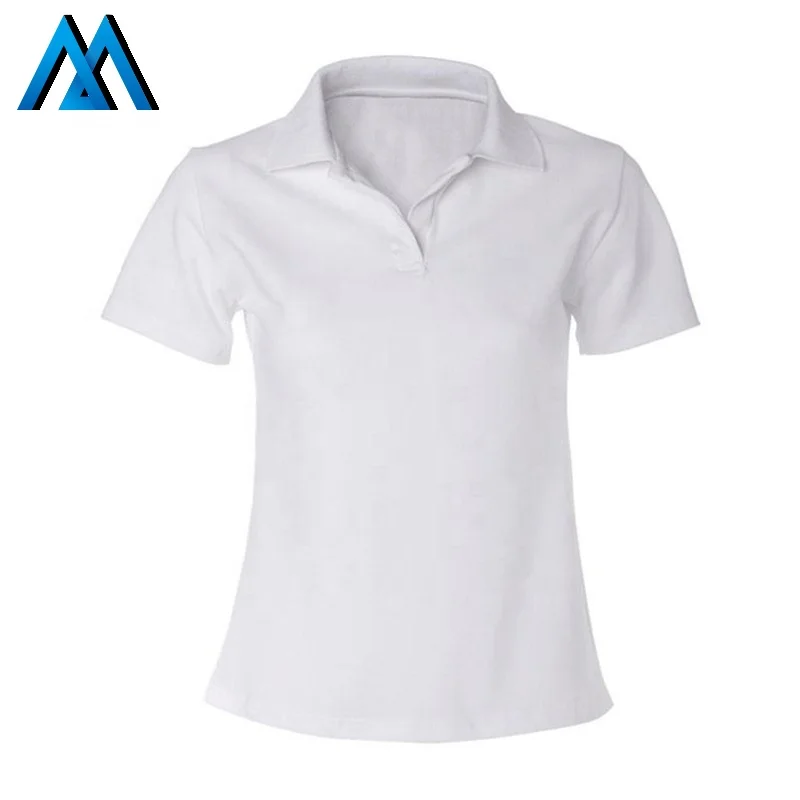 94% Cotton 6% Spandex No Button Shirt V Neck Polo For Women