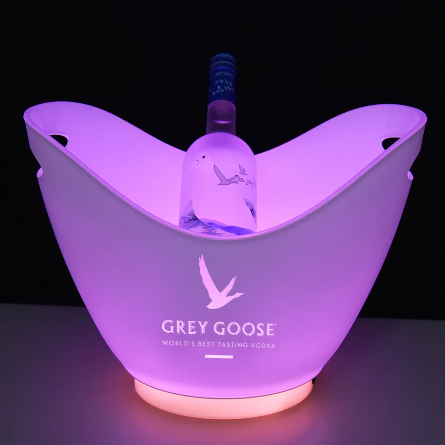 8L oiled laser logo 8-shift-control light ice bucket in bucket with cheaper price