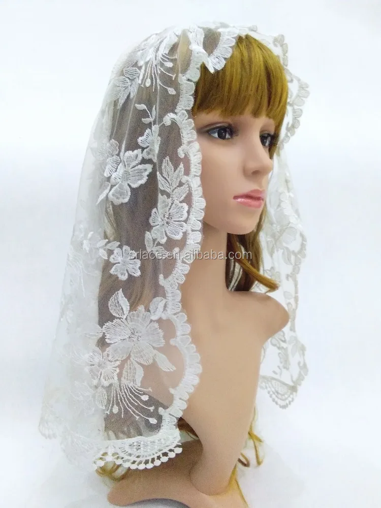 
White Embroidery Lace Mantilla Spanish Lace Veil Mantilla 