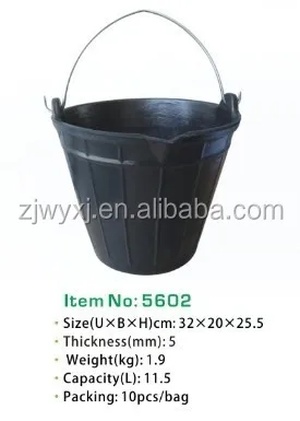 18qt construction rubber bucket,strong rubber pail with lip,cubo de goma