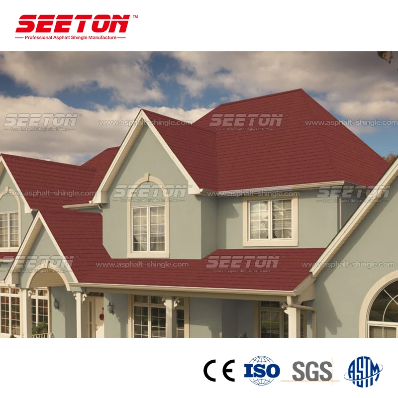 Asphalt Shingle Double Decked Laminated Waterproof Sunset Red