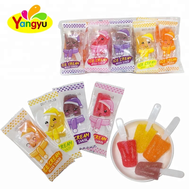 Hot selling  ice cream shape jelly sweet candy in bag Soft candy