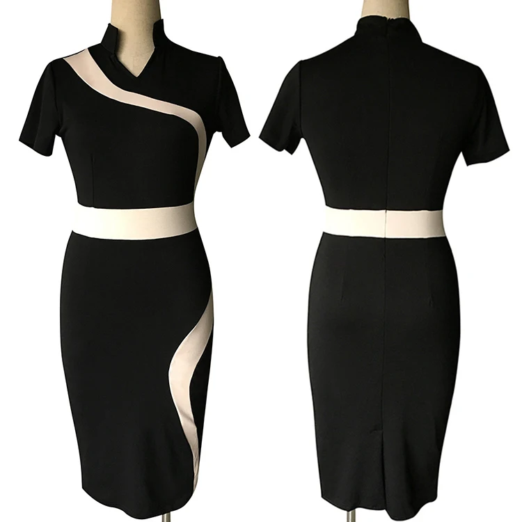 
Wholesale Latest Design Women Formal Office Career Pencil Dress One Piece 
