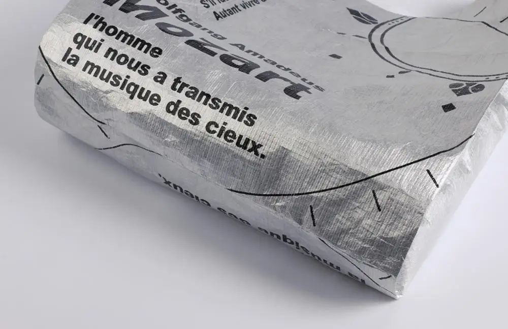 Silver color T shirt design dupont tyvek tote shopping paper bag with customized printing