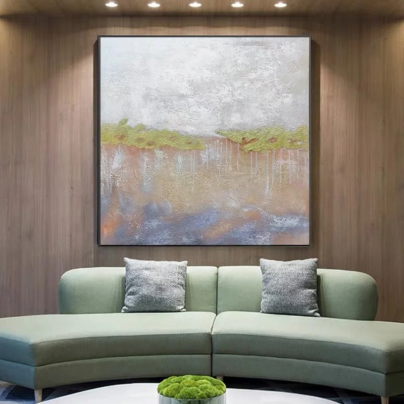 Gold abstract hand paintings on canvas oil paintings seascape for wall decor home decoration