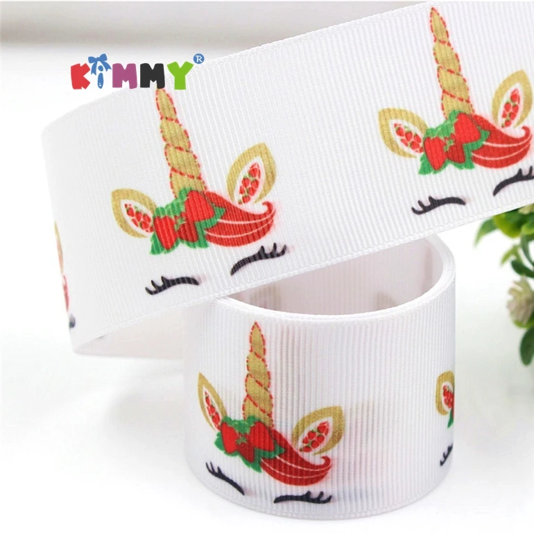 38mm Width Printed Grosgrain Ribbons Unicorn Wedding Decoration Packing Cinta Fita Ribbons Unicorn Gift