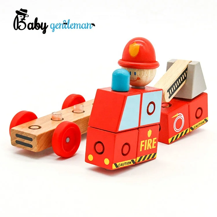 High quality vehicle toy mini wooden fire truck toy for children Z04348A