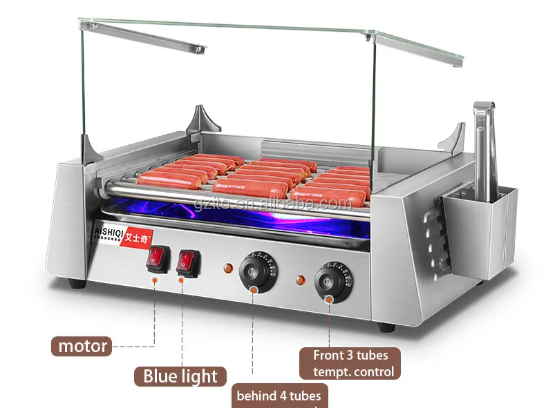 Snack Equipment Automatic Restaurant Fast Food Sausage Machine,Electric Rang Warmer Hot Dog Grill Roller Machine on Sale