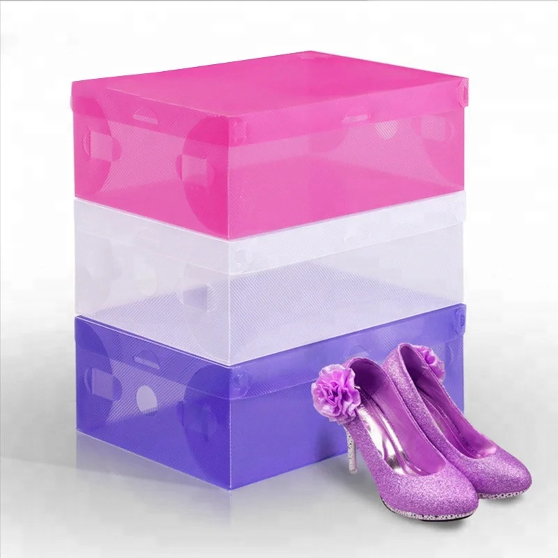 Hot sale promotional colorful transparent square plastic PP clear shoe box