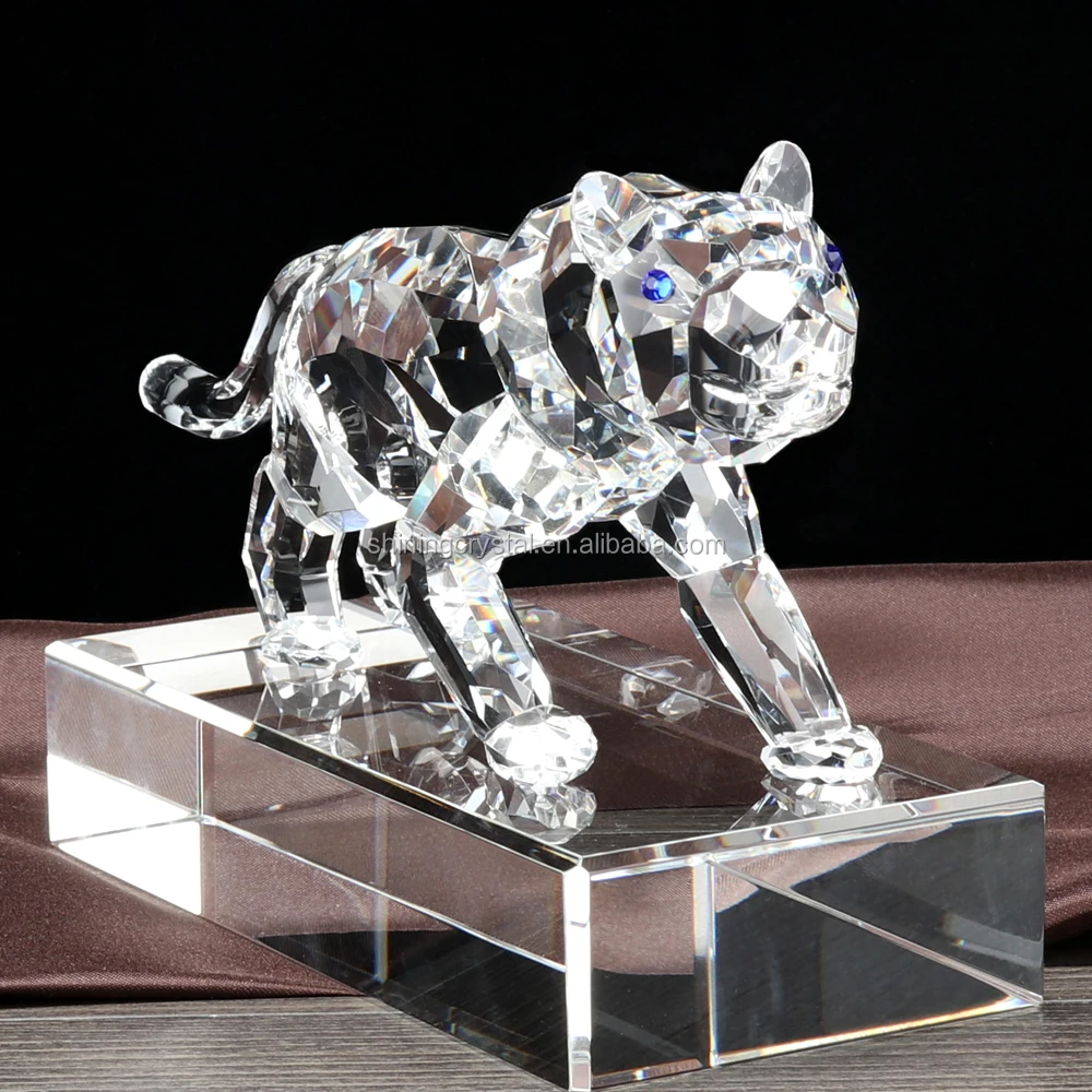 New wholesale unique crystal glass tiger figurine the chinese zodiac ornament crystal animal ornaments