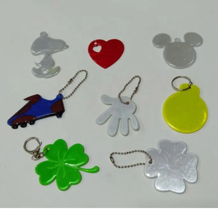 new fashional custom funny hi vis animals shape orange pink reflective keychains safety reflex key ring chains pendent reflector