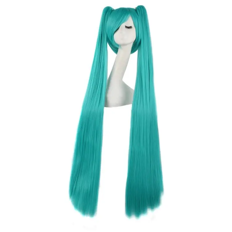 Synthetic long cosplay wig with 2 ponytail miku cosplay wig