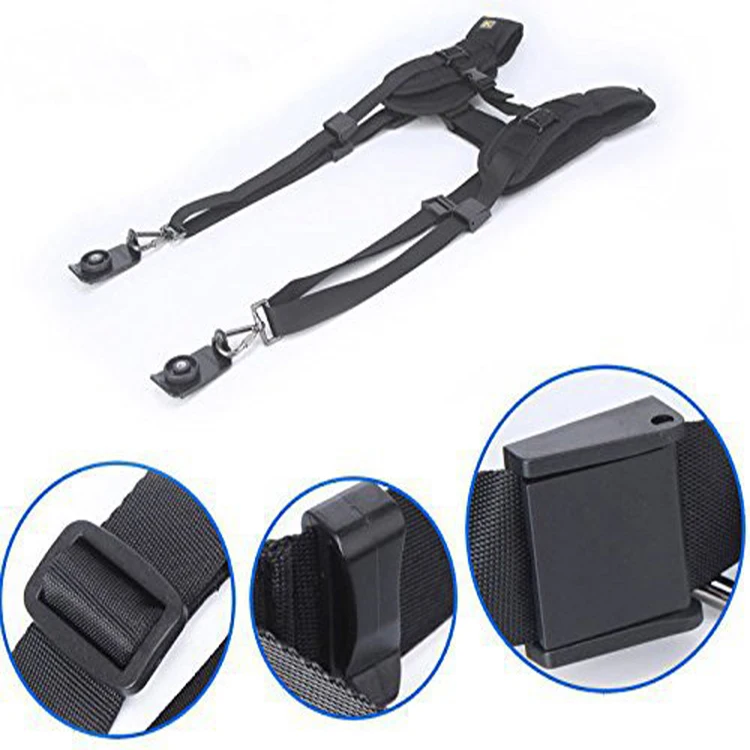 Низкая цена быстросъемный двойной наплечный ремень для камеры высокого качества нейлоновый черный ремень для 2 камер