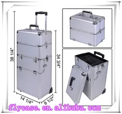 Hot Selling Good Quality Aluminum Black Cosmetic Make Up Trolley Case With Hard Abs