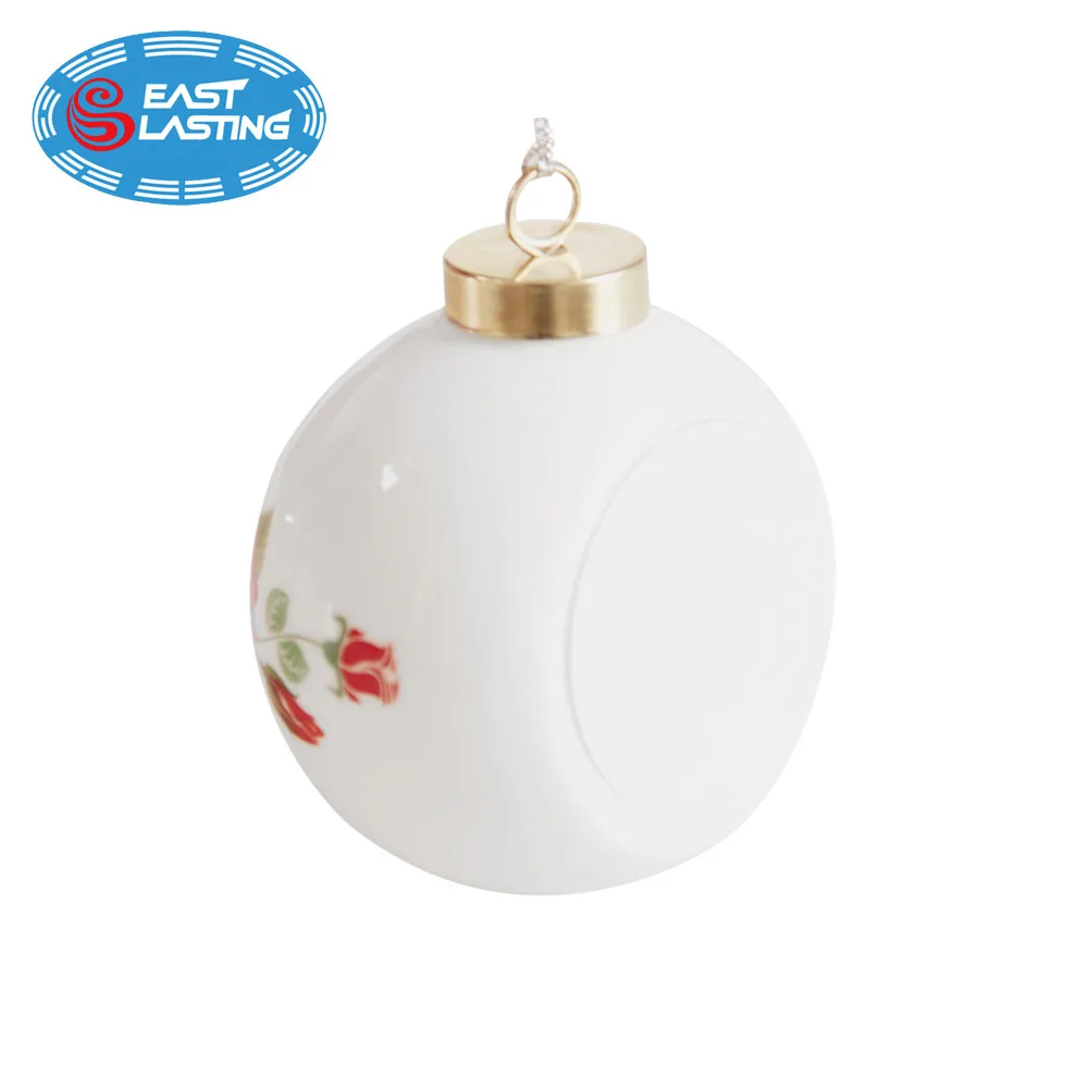 
Custom 100 wholesale frosted white decal sublimation ceramic Christmas ornament 