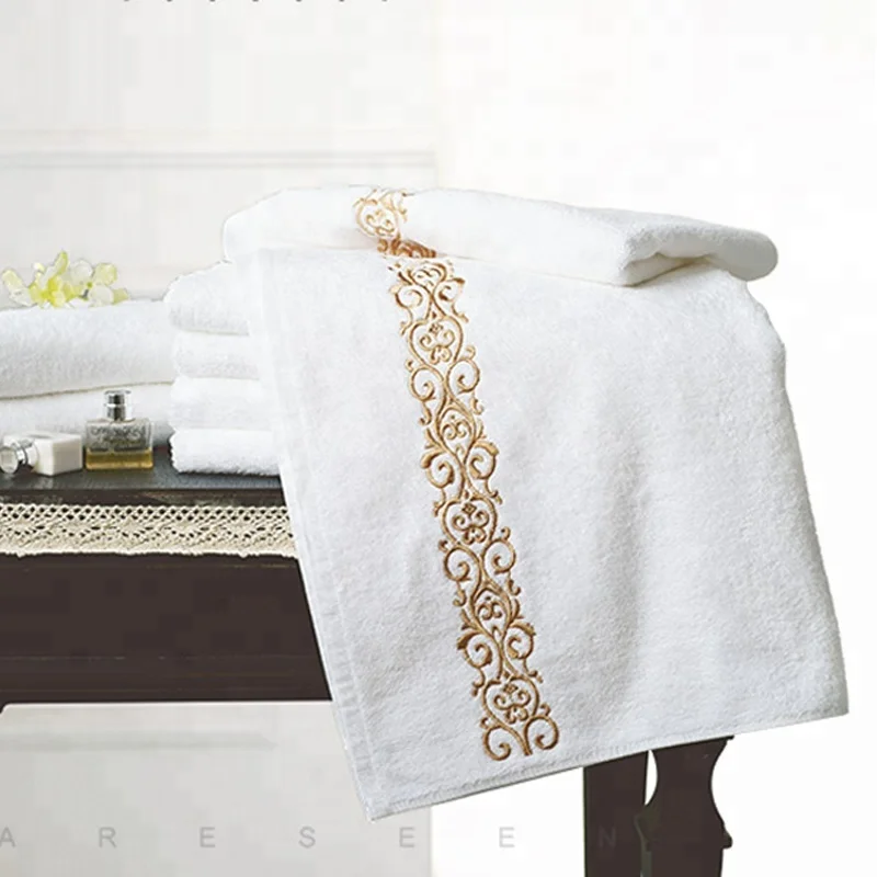 Dobby Craft White Towel for Hotel Bathroom and Spa Space