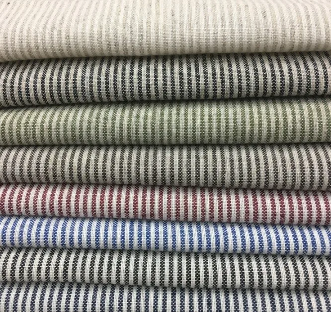 
2019 new arrival high quality stripe 100% linen woven fabric for spring and summer shirt and dress 