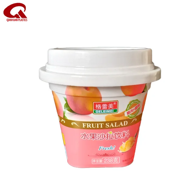 
7oz custom container disposable square bottom plastic cup for ice cream or yogurt 