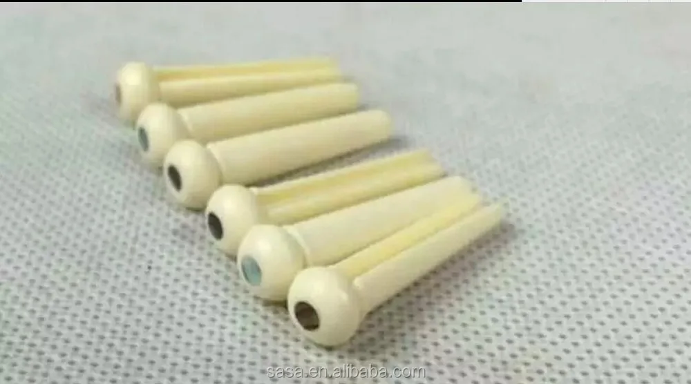 2 Sets Black and White Plastic Bridge Pins & Saddle & Nut Replacement Parts for Acoustic Guitar