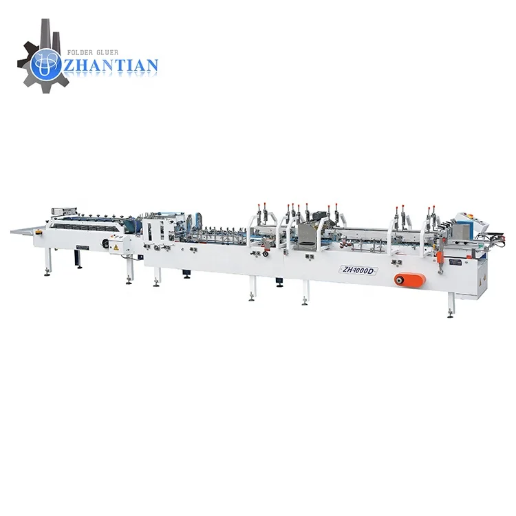 Automatic high speed bottom lock box folding and gluing machine, crash lock bottom folder gluer