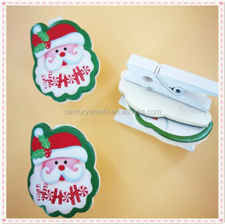 Christmas promotion wooden gifts Wood Photo clip Paper clips Santa Claus clothespins supplier