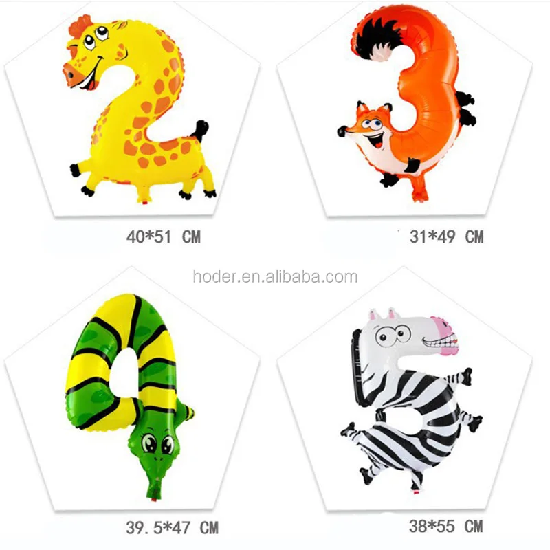 2019 hot sale Popular gift child birthday decoration balloons dog ballon fox zebra animal foil balloon number