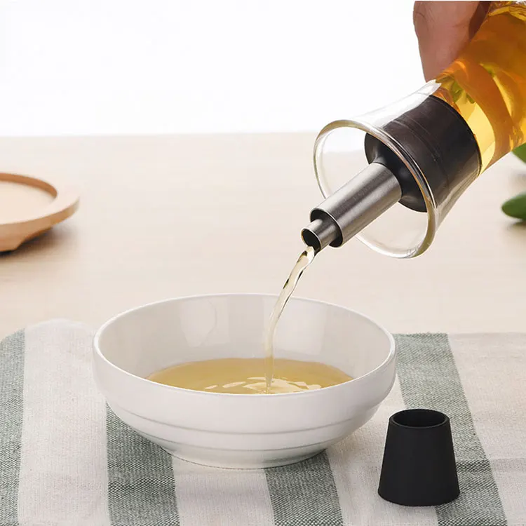 Eco-friendly glass cooking olive oil bottle frosted clear amber essential oil glass dropper bottle with bamboo lid