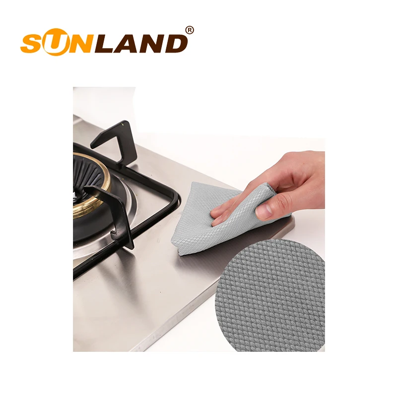 Sunland Kitchen Napkins Microfiber Counter Polishing Cleaning Cloth Dish Cloth Household 16 X 16inch Solid Grey
