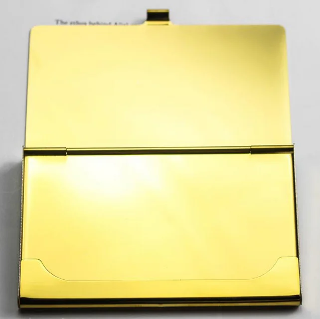 Luxury gold polished surface stainless steel metal credit card holder with engraving LOGO