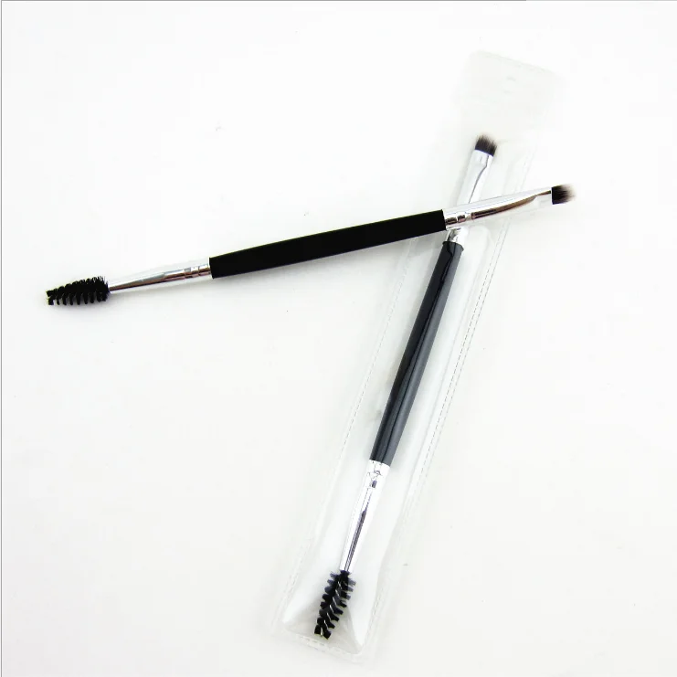 Профессиональная Кисть для макияжа, гребень для ресниц и бровей маленького размера с деревянной ручкой, Черная Кисть для макияжа