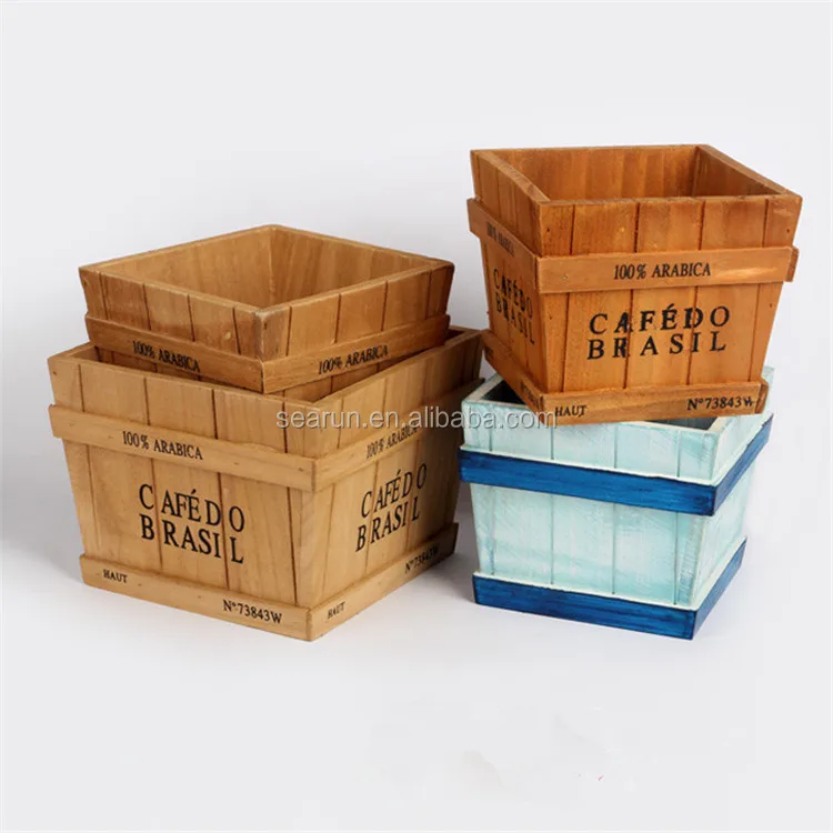 Outdoor wooden flower pot