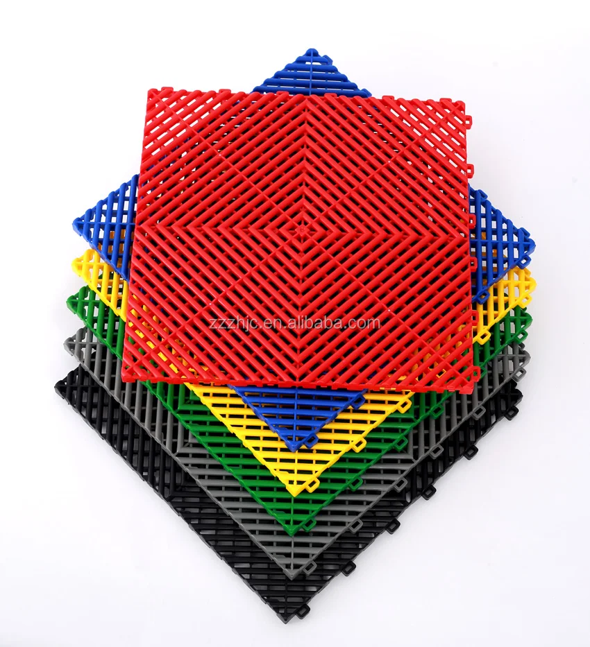 
400*400*18mm anti slip pp interlocking garage floor tiles/removable plastic interlocking floor mats for car wash 