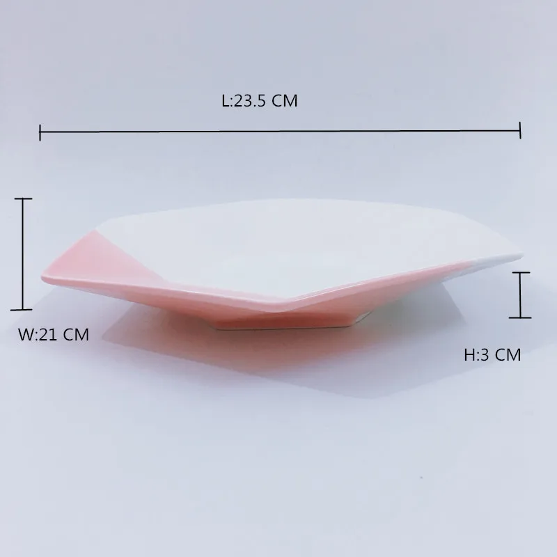 Customized glazed italain Hexagonal shape plate bulk modern 10.5 euro cake ceramic dinner plate
